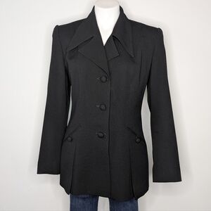 Vintage Alberto Makali Black Lace Up Back Button Up Front Suit Dress Jacket 8